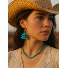 Digital Dress Room Handmade Crochet Woolen Turquoise Octopus Drop Earrings