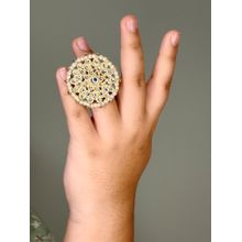 BEAUTY SPOT JEWELLERY White Round Kundan Pearl Statement Ring