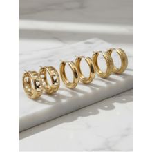 I Jewels Gold Plated Stylish Hoop Earrings (Pack of 3)