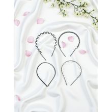 Accessher Black Metal Non-Slip Spring and Zigzag Hair Bands (Pack of 4)