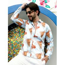 Campus Sutra Men Sienna Brown & Light Blue Marble Shirt