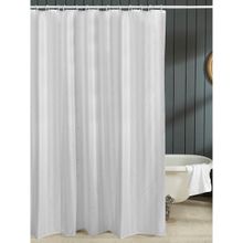 OBSESSIONS Polyester Waterproof Striped Shower Curtain with 12 Hooks, White