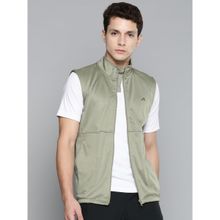 Alcis Men Green Solid Sleeveless Running Sporty Jacket