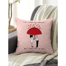 Indigifts Romantic Quote Micro Satin Cushion Cover With Fibre Filler ,Pink