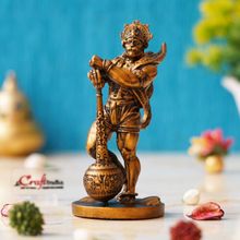 eCraftIndia Golden Polyresin Handcrafted Standing Lord Hanuman Idol with Gada/Mace