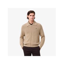Lacoste Carded Wool Zip Front Polo Neck Sweater