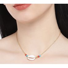 Fabula Jewellery Gold Tone Sea Shell Bead Bohemian Choker Necklace
