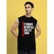 WEARDUDS Men Black Cotton Graphic Oversized Tank Top