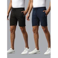 TOM BURG Solid Men Black And Blue Basic Shorts (Pack of 2)