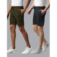 TOM BURG Solid Men Grey And Green Basic Shorts (Pack of 2)