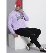 The Indian Garage Co Men Regular Fit Printed Crew Neck Purple Sweatshirt