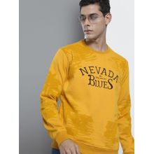 The Indian Garage Co Men Regular Fit Printed Crew Neck Mustard Sweatshirt