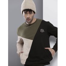 The Indian Garage Co Men Regular Fit Colorblock Crew Neck Multi-Color Sweatshirt