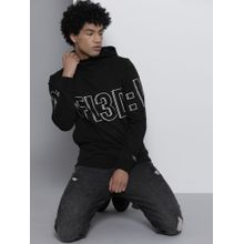 The Indian Garage Co Men Regular Fit Typography Black Hoodie