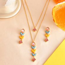 Voylla Forever More Yellow Blue Necklace Set