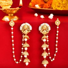 Voylla Aradhana Roshini Long Drop Jhumka with Ear Chain