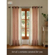 Urban Space Zari Jaal Dusty Pink Cotton Foil Curtains (Pack of 2)