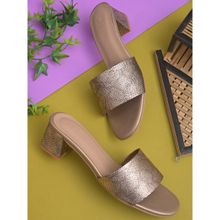 Hydes N Hues Gold Textured Sandals For Women