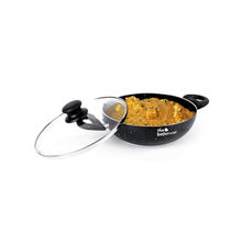 The Better Home Granite Finish Non Stick Kadai with Glass Lid (24cm)- Black