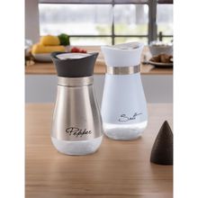 The Better Home Salt and Pepper Shaker White Silver Pack of 2 Shaker Glass