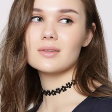 OOMPH Black Floral Bloom Fashion Choker Necklace For Women & Girls
