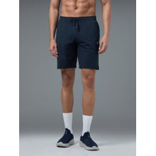 Technosport Men Solid Slim Fit Navy Blue Sports Shorts with Elasto Lite
