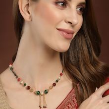 PANASH Gold Plated Red and Green Beads Handcrafted Mangalsutra