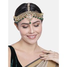 Peora Gold Plated Indian Traditional Crystal Kundan Ethnic Mathapatti-Maangtikka