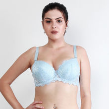 Makclan Flirt With Floral Lace Underwired Full Coverage Bra - Blue