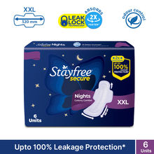 Stayfree Secure Nights Sanitary Pads with Cottony Soft Cover for Comfort - XXL - Pack of 6