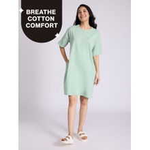 Nykd By Nykaa Breathe Cotton Relaxed Sleep Dress With Pockets Nys944 Green