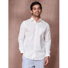 Fabindia White Cotton Slim Fit Printed Shirt