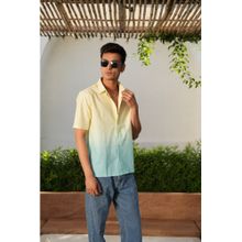 DRAGIT Men Yellow Sky Line Ombre Half Sleeve Shirt