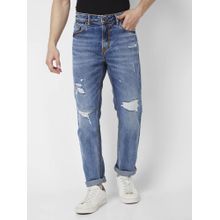 Spykar Men Mid Blue Cotton Regular Fit Jeans Rover