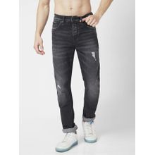 Spykar Men Carbon Black Cotton Regular Fit Jeans Rover