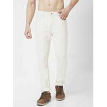 Spykar Men Off White Cotton Slim Fit Jeans Skinny