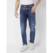 Spykar Men Mid Navy Blue Cotton Slim Fit Jeans Skinny