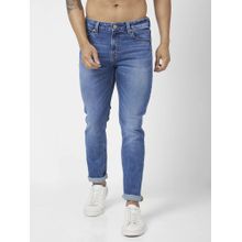 Spykar Men Mid Blue Cotton Stretch Slim Fit Jeans Skinny