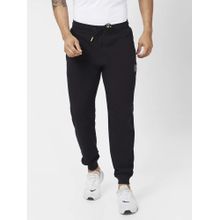 Spykar Men Navy Blue Blended Ankle Length Mid Rise Joggers
