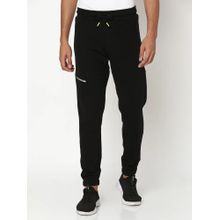 Spykar Men Black Blended Fit Plain Casual Joggers