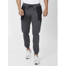 Spykar Men Anthra Melange Grey Blended Ankle Length Mid Rise Joggers