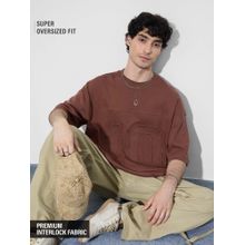 The Souled Store Originals: Brown Stone Men Super Oversized T-shirt