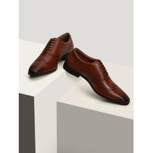 Louis Philippe Men Brown Leather Lace Up Brogues