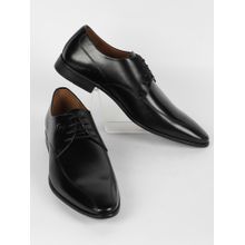 Louis Philippe Men Black Leather Derbies Shoes