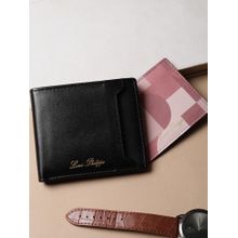 Louis Philippe Men Black Solid Genuine Leather Wallet With Card Case