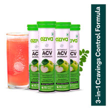 Oziva ACV Moringa To Control Cravings, Apple Cider Vinegar, No Maltodextrin (Green Apple) Pack of 4