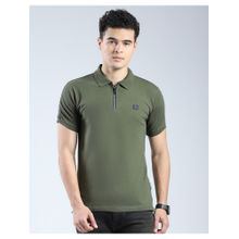 Rock.it Mens Olive Solid Polo T-Shirt