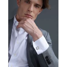 Shaze Imbricate Silver Cufflinks