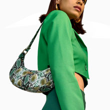 Modern Myth Green Snake Print Half Moon Baguette Shoulder Bag