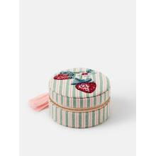 Accessorize London Women's Round Strawberry Embroidered Travel Jewellery Box